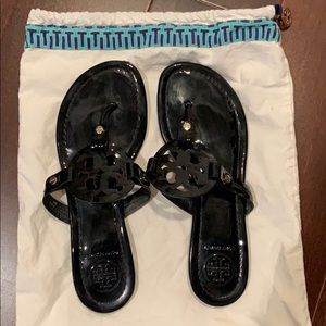 Tory Burch Miller Sandal in Patent Black 7.5